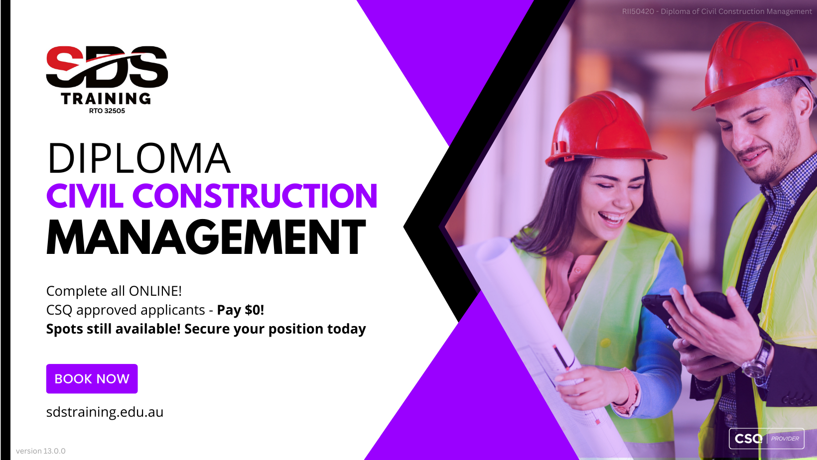 RII50420 - Diploma of Civil Construction Management